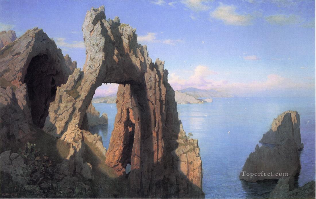 Natural Arch at Capri scenery Luminism William Stanley Haseltine Oil Paintings